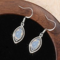 Silver Plated Imitation Moonstone Dangle Earrings Retro Eye Shape Fashion Earrings For Women Daily Commute Jewelry