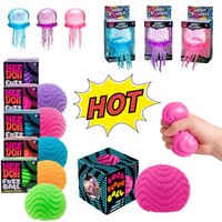 Schylling Nee Doh Jellyfish & Fuzz Ball Soft Squishy Squeeze Toy Stress Relief Decompression Fidget Toy for Daily Relax