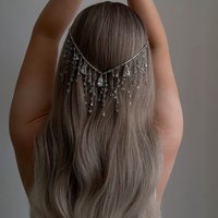 1pc Rhinestone Tassel Headband for Women - Sparkling Bridal Hair Accessory with Cascading Waterfall Design,Princess Style