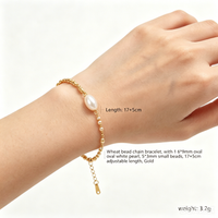 Wheat Link Bracelet W/One 6*9mm Oval White Pearl All-Match Elegant Hand Jewelry Ideal Daily Holiday Gift Bracelet for Women