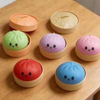 Dumpling Stress Balls Fidget Sensory Toy Simulation Food with Little Steamer Squeeze Dough Ball Stress Relief Hand Toy Blind Box
