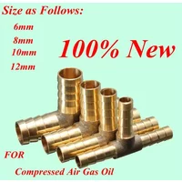 1Piece Brand New Car Motorcycle 6mm 8mm 10mm 12mm Brass T Piece 3 Way Fuel Hose Joiner Connector for Air Oil Gas