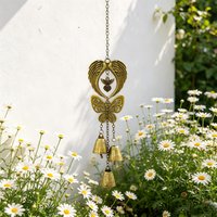 1Pc Vintage Decorative Wind Chime, Metal Bell with Angel Wings and Hollow Butterfly Decoration, Bohemian Style, Can Be Used as a Garden Decoration for Outdoor Hanging, or as an Indoor Wall Decoration