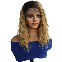13x4x1 Synthetic Lace Front Wig Ombre Blonde Water Wave Middle Part Heat Resistant Curly Hair Wig For Ladies