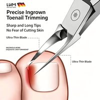 68° Arc Ingrown Toenail Clippers with Leather Case & Nail File, Ultra Sharp Curved Jaw Nail Nipper Extended Slim Tip Pain Free D