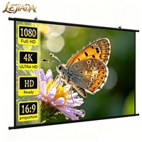 LEJIADA 120 inch New Wall Mount Brightness Enhanced Anti-Light Projection Screen 16:9 White Grid 160 ° Wide Angle 4K HD Screen