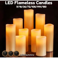 9-180pcs LED Candles with Flickering Flameless Candles Battery Operated Pillar Candles Wedding Decoration Candlelight Christmas