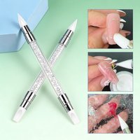 LULAA 2Pcs Double Ended Silicone Rhinestone Dotting Pen Rhinestone Nail Carving Pen Nail Art Design Tool Suitable for Beginners