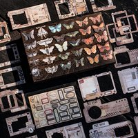 Journal GO 19pcs Specimen Box of Time Vintage Handmade Material Stickers DIY Scrapbook Notebook Frame Stickers for Photo