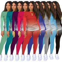 2026 Women's Casual Two-Piece Suit with Gradual Change Long Sleeved Trousers Sports Trend Gradual Color Change Casual Set