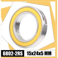 6802-2RS Stainless Bearing 15*24*5 mm ( 1 PC ) ABEC-3 6802 RS Bicycle Hub Front Rear Hubs Wheel 15 24 5 Ceramic Balls Bearings