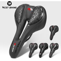 WEST BIKING Bike Saddle PU Waterproof High Elastic Silicone Bicycle Cushion Hollow Breathable Shockproof MTB Road Bike Seat