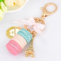 Resin Macaron Key Chain Lovely Macaron Bag Charm Key Chain Romantic Metal Tower Key Chain Car Key Chain (color Random)