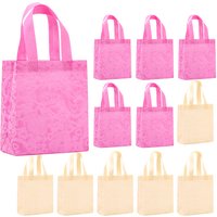 12pcs Colorful Non-Woven Tote Bags with Flower Print Perfect for Gift Packaging Birthday Party Favors and Shopping