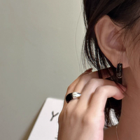 PANJBJ 925 Sterling Silver Studs Drip Glaze Earrings For Women Trendy Simple Black Round Jewelry Gift Dropshipping