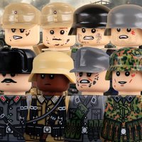 MOC WW2 Military Soldiers Engineer Commander Figures Building Blocks Lieutenant Camouflage Army Infantry Gun Weapons Bricks Toys