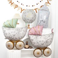 Matte Baby Stroller Foil Balloons Birthday Accessories Gender Revealed Party Decors Ballons Photo Props