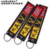Aviation Gift Double-sided Embroidery Pilot AV8R Airport Taxiway Pattern Memorial Key Chain Keychain Rectangle Keyring Wholesale