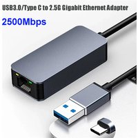 MZX 2.5G Network Card USB 3.0 Type A C Ethernet Adapter 2500Mbps Gigabit RJ45 Lan RTL8156 Wired Networking Laptop PC Accessories
