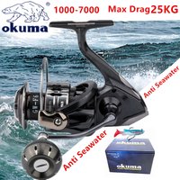 Okmua Anti-Meerwasser-Angelrolle, maximale Bremskraft 25 kg, für alle Gewässer, zum Weitwurf, Meeresangelrolle aus Metall, 1000-7000