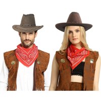 Classic Cow-boy Costumes Includes Cow-boy Hat Vests Scarf Comfortable Wear for Men Women Halloween Party Cos-play