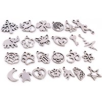 30 pcs/lot breloques ne se décolore pas 316 en acier inoxydable papillon arbre coeur breloques à la main artisanat pendentif fabrication de bijoux, bricolage pour collier