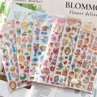 Kawaii Animals Angel Rabbit Flowers 3D Relief Stickers Scrapbooking DIY Journaling Stationery Diary Cute Stickers School Gift