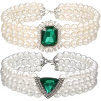 3 Rows Pet Pearl Necklace Jewelry Luxury Diamond Crystal Collar for Small Dogs Bulldog Pet Wedding Collar Costume Accessories
