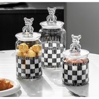 Glass Storage Jar Tea Coffee Tanks Nut Dried Fruit Household Bear Shaped Lid Snack Candy Bottle Sealed Cans
