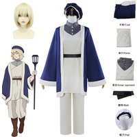 Anime Delicious in Dungeon Falin Touden Cosplay Costume Wig Uniform Dark Blue Robe Hat Belt Laios Halloween Party Girls