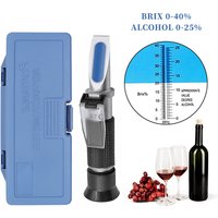 Handheld 0~40% Sugar Refractometer Household 0~25% Alcohol Wine Refractometer Beer Brix Concentration Detector Wort Tester