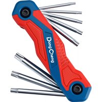 8-in-1 Folding Hex Key Set, Torx/Flat/Ball End Wrench, CR-V Steel, Heat-Treated, Matte Chrome, for Bicycle & Auto Repair