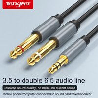 3,5 mm 1/8 Zoll TRS auf Dual 6,5 mm 1/4 Zoll TS Mono Stereo Y-Kabel Splitterkabel AUX Audio Lautsprecher Adapter für iPhone Gitarre