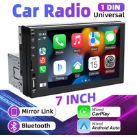 Autoradio 7" 1 Din Carplay Android Auto Lecteur Multimédia Universel Autoradio Écran Tactile HD FM Entrée AUX Bluetooth MirrorLink