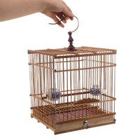 Bamboo Bird Cage For Lovebirds Goldfinches Songbirds Bamboo Pet Rectangular Birdcages Parrot Canary With Removable Tray Hook