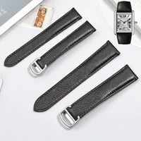 Uhrenarmband-Zubehör 17mm 20mm 23mm 25mm für Cartier Tank Tank London Solo Litchi Leder Herren Damen Original Faltschließe