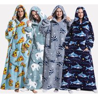 Winter Plush Blankets Wearable Soft Warm Oversized Blanket Hoodie Long Cute Men Women Sherpa Fleece Adult Blanket with Sleeves