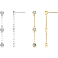 A pair of S925 sterling silver beaded dangle earrings with sparkling zirconia, hypoallergenic.