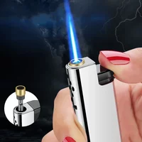 New Outdoor Windproof Direct Spray Blue Flame Lighter Cigarette Lighter Cigar Accessories Camping Tools Ignition Kitchen Gifts