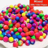 6/8/10mm 300/150/75pcs Random color mixing Acrylic Valentine's Day Beads Rubber feel paint Mixed Spacer Jewelry Beads For DIY
