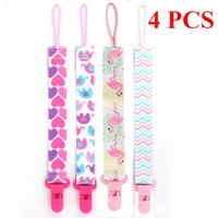 4pcs/set Newborn pacifier chain clip Double-sided printed pacifier Belt Pacifier holder Infant feeding
