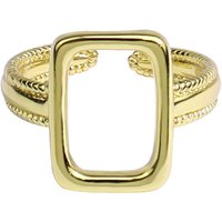 Silver Color Rectangle Rings For Men Women Simple Punk Hollow Out Geometric Handmade Party Couple Valentine's Day Gift