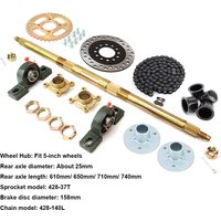 Complete Rear Axle Kit 610-740mm with Brake Disc Chain 428 37T 23T-28T Sprockets for DIY Quad ATV Buggy Go Kart Tricycle Parts