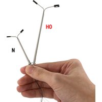 Evemodel 5pcs N HO Scale Silver Metal Street Lights Warm White LED Two Square Heads Lamps with Resistors for 12V LD17