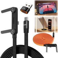 Multifunction USB Type-C 240W Fast Charging Cable 2-IN-1 Foldable Bracket For iPhone 15-17 Xiaomi Phone Holder USB To C,C To C