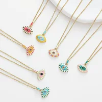 Fashion Pop Evil Eye Multi-color Dropping Oil Inlaid with Zircon Pendant Necklace for Woman Bohemia Trend Delicate Jewelry Gifts