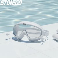 Large Frame Swim Goggles Anti Fog HD PC Lenses Anti Slip Silicone Gasket Swimming Accessories with Storage Box