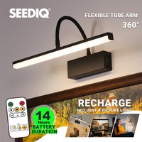 Rechargeable LED Wall Lamp Flexible Adjustable Wall Light Fixtures 40cm Internal Wall Sconce Wireless Picture Light Black