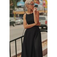 Adjustable Thin Strap Knot Neckline Summer Dress Wide Hem A-Line Silhouette Casual Comfortable Polyester Fiber Dres...