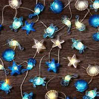 Summer Ocean Theme without electricity Light String with Shell Seastar Seahorse forKids Birthday Baby Shower Hawaii Party Decor
